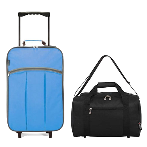 Smart Cabin Bag Set 55x35x20cm Blue & Fly Free Under Seat Bag Black